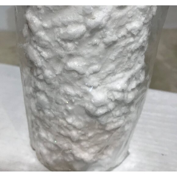 Snow Textured Pillar Candle Glitter Finish White Ribbon Wrap 6" Winter Christmas - Picture 3 of 5